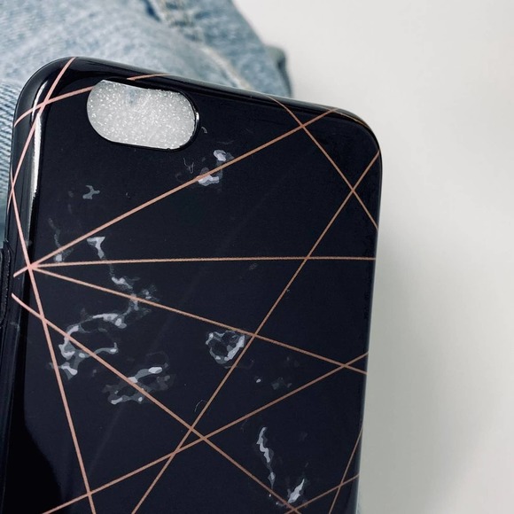 iPhone 6 Case Black Gold White Geometric Marble Print NEW - Picture 3 of 8